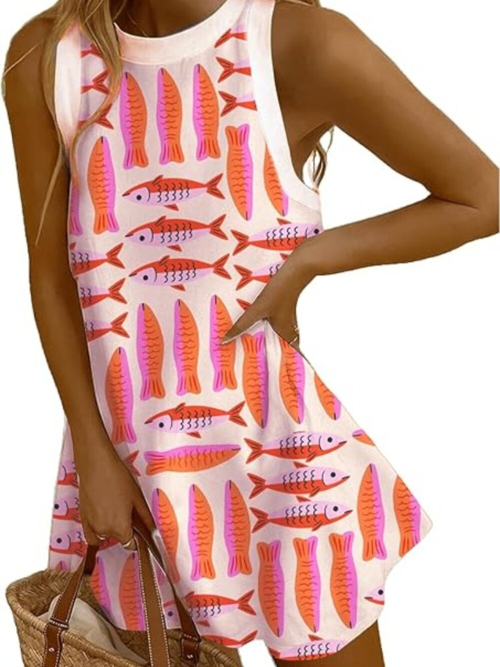 Sleeveless Summer Dress with fish on it ...so pretty XL NMT